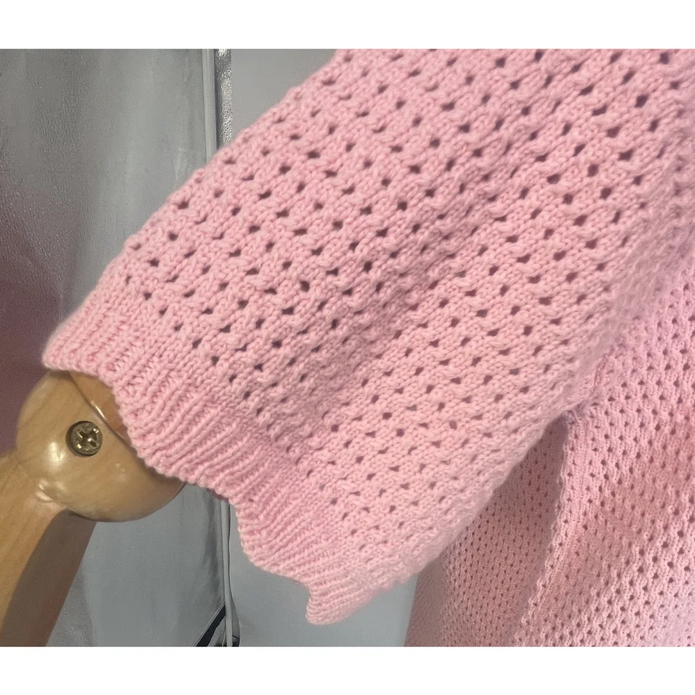 Starfit Crochet Sweater Dress Pink Cover Up Beach Travel‎ Womens Small Medium
